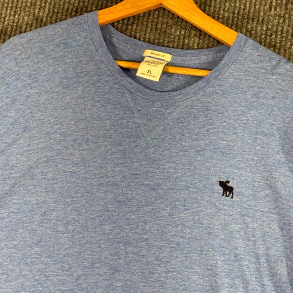 Abercrombie & Fitch Mens XL Blue Muscle Long Sleeve T-Shirt Y2K Moose Casual - Picture 1 of 8
